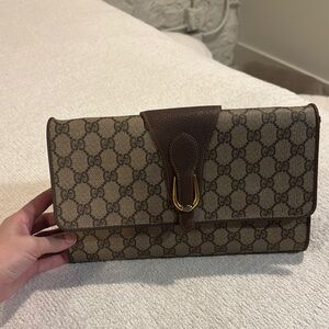 Gucci Brown Monogram Clutch